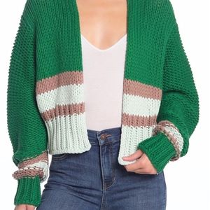 Free People Glow For It Cropped Knit Cardigan